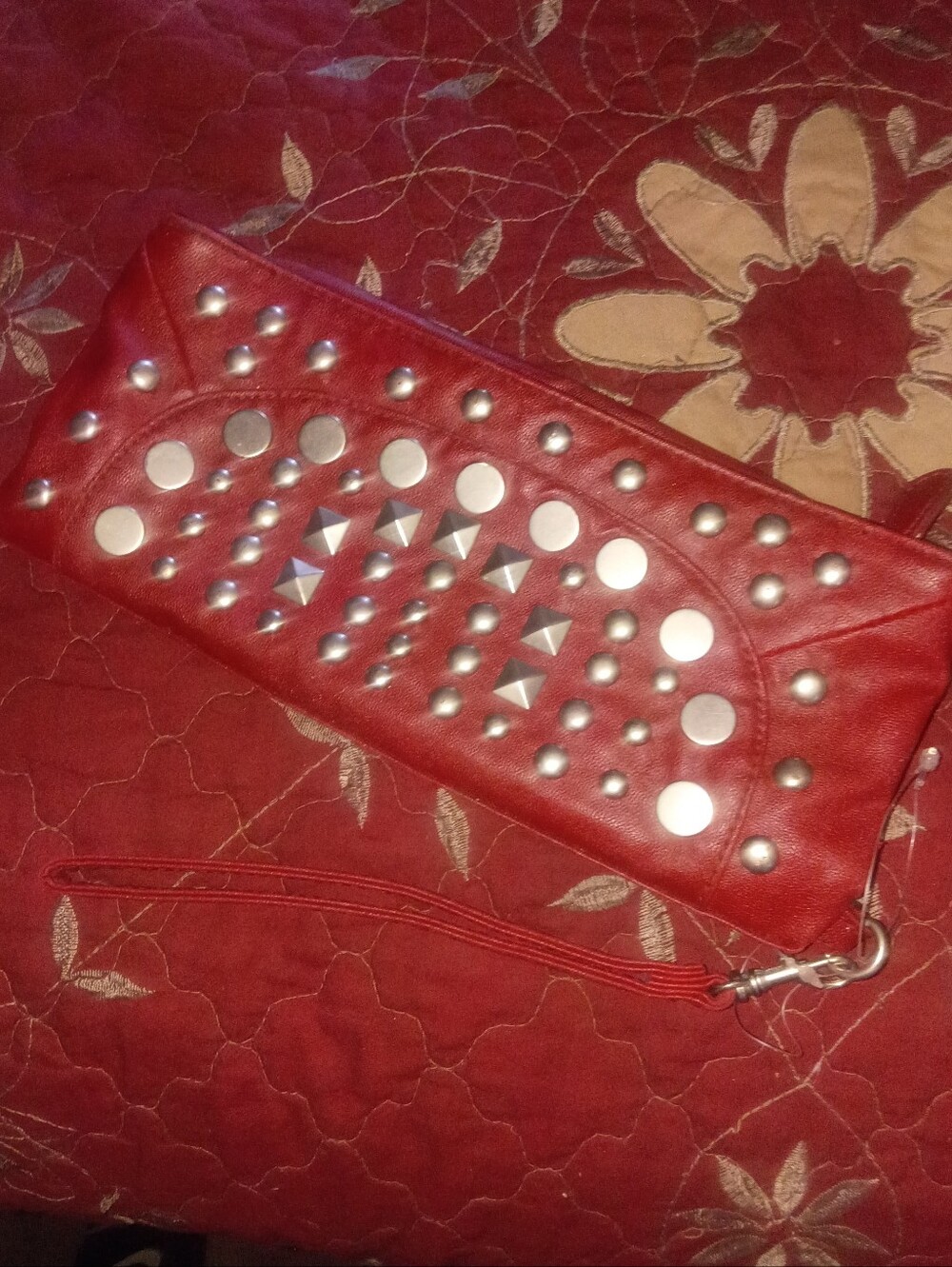 Red Studded Wristlet Clutch - Fashionable Women's Bag Chateau